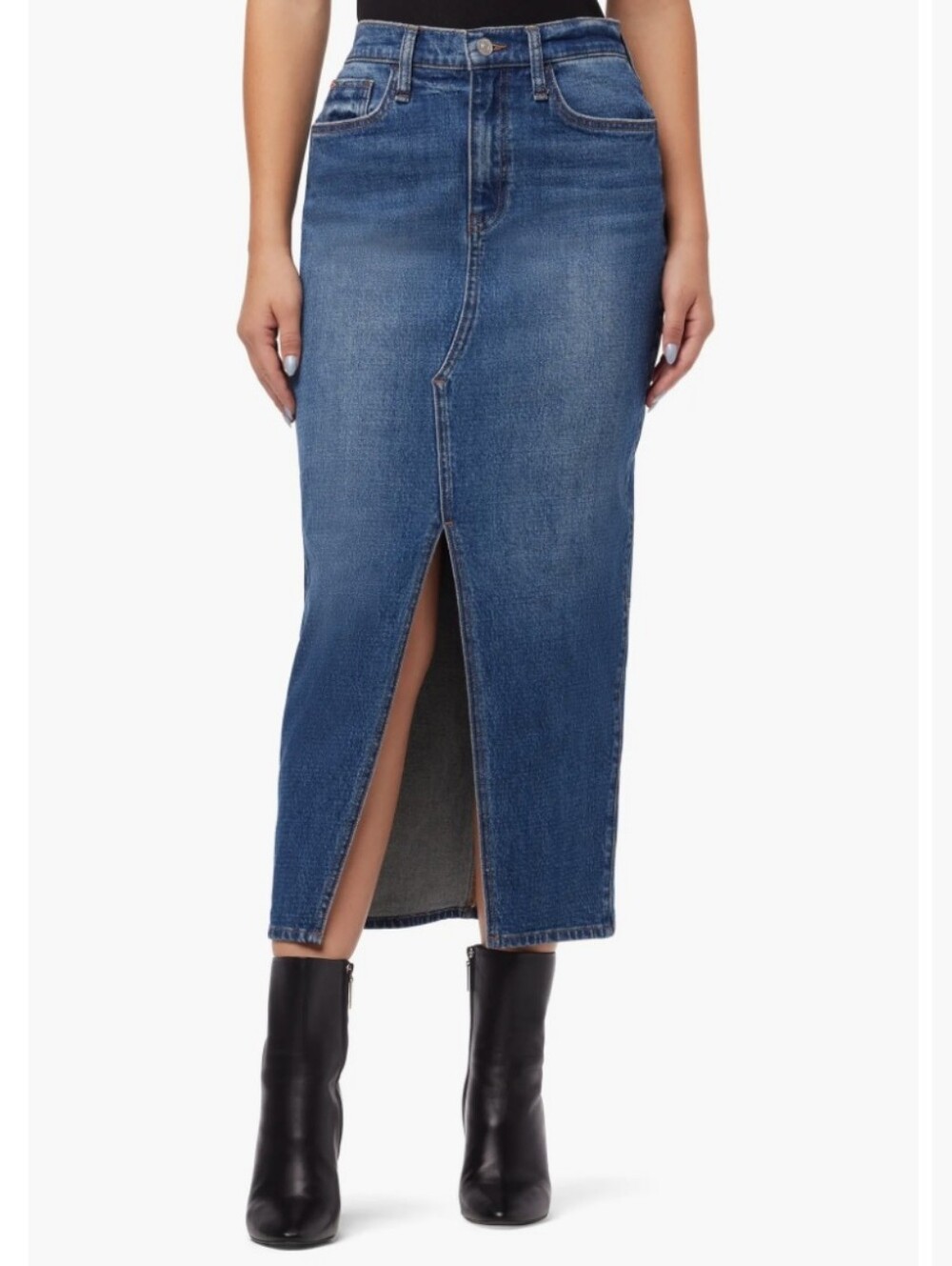 Hudson Classic Blue Denim Midi Skirt with Front Slit Arianna Blue Size 28